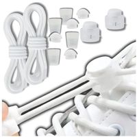 Sznurówki do butów elastyczne bez wiązania ze ściągaczem białe