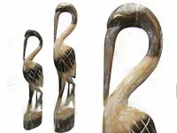 40cm Rzeźba drewno PTAK Czapla Rękodzieło Orient a