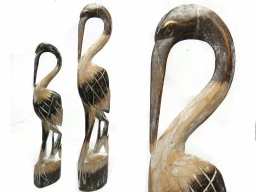 40cm Rzeźba drewno PTAK Czapla Rękodzieło Orient a zdjęcie 1