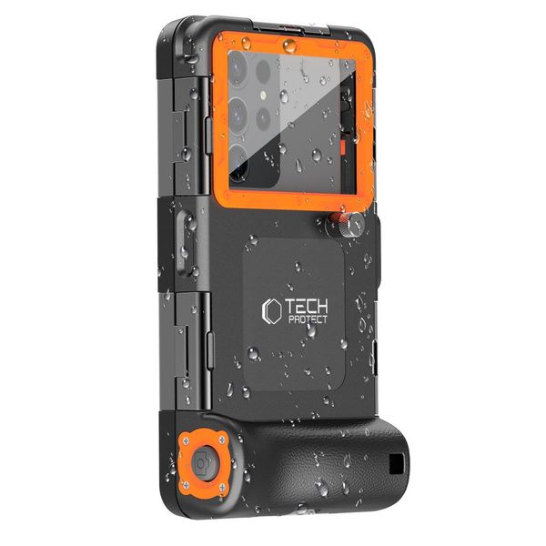 tech-protect ipx8 universal diving waterproof case black/orange zdjęcie 2