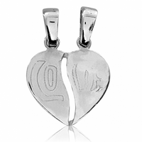 SREBRNY WISIOREK ŁAMANE SERCE Z NAPISEM LOVE SREBRO PRÓBY 925 DLA DWOJGA
