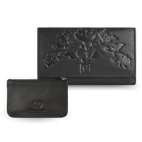 portfel damski skórzany z kwiatowym wzorem t-45-bl etui na klucze t-51-nbl