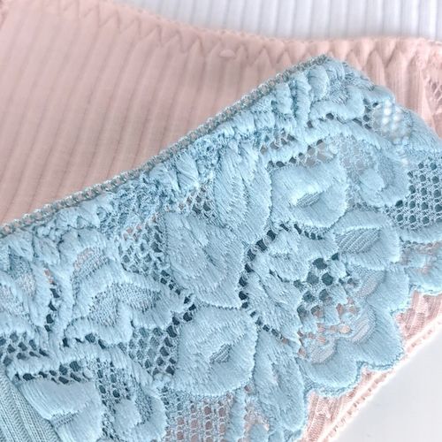 5x WYGODNE BAWEŁNIANE PRĄŻKOWANE STRINGI Z KORONKĄ S/M na Arena.pl