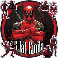 OPŁATEK NA TORT 30CM - DEAD POOL + IMIĘ + GRATIS! 24CM 26CM