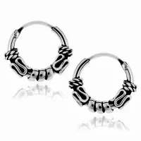 DELIKATNE OKSYDOWANE SREBRNE KOLCZYKI MAŁE KÓŁKA KÓŁECZKA 1CM Z OZDOBĄ