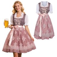 Sukienka Dirndl Damska Oktoberfest Bawarska Midi Haftowana Bordowa L