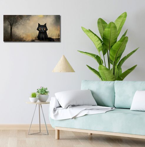 Obraz 70x30cm Czarny Kot na Arena.pl