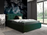Nowoczesne tapicerowane łóżko z wysokim zagłowiem do sypialni PLAY zielone 180x200