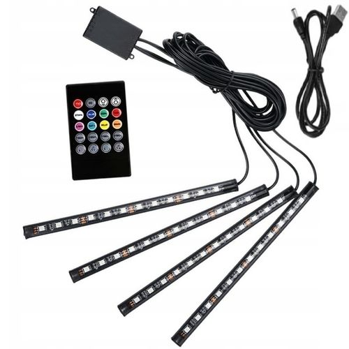 TAŚMA LED DO SAMOCHODU Z PILOTEM OŚWIETLENIE AUTA RGB 5050 DO WNĘTRZA USB na Arena.pl