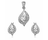 Delikatny rodowany srebrny komplet białe cyrkonie srebro 925 Z0736K_W