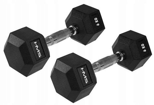 HMS Zestaw Hantli HEX PRO Gumowanych Do Ćwiczeń Treningu Siłowego 2x6 kg na Arena.pl