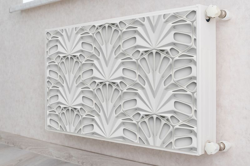 Mata MAGNETYCZNA Na Grzejnik Biała Abstrakcja 3D Ornamenty 110cm x 60cm zdjęcie 4