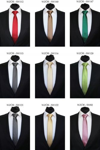 KRAWAT ŚLEDŹ ŚLEDZIK WĄSKI 6 cm - DUŻO WZORÓW na Arena.pl