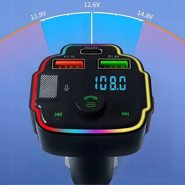 TRANSMITER SAMOCHODOWY BLUETOOTH FM 2X USB TRANSMITER WIELOFUNKCYJNY zdjęcie 8