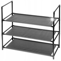 PÓŁKA REGAŁ NA BUTY SZAFKA 3 PÓŁKI ORGANIZER STOJAK CZARNY 60 x 54 x 28 cm