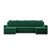 Narożnik U, z leżankami, BOSCO, velvet, 302x159x89 cm, zieleń | TYLETEGOTU