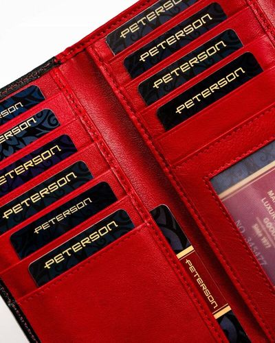 pojemny, skórzany portfel damski na zatrzask i suwak - peterson na Arena.pl