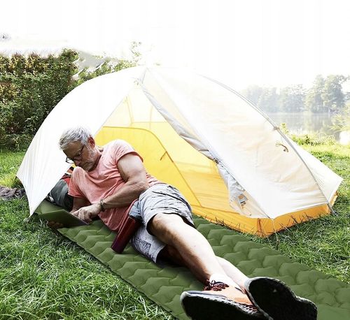 SAMOPOMPUJĄCA MATA KEMPINGOWA PODKŁADKA DO SPANIA MATERAC DMUCHANY 195x65xm na Arena.pl