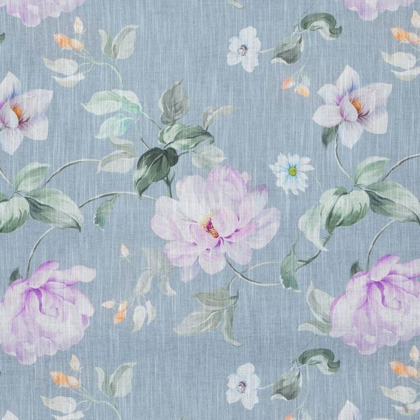 Zasłona gotowa na przelotkach FLORA 140x250 niebieska w kwiaty zdjęcie 6