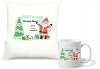 Zestaw PODUSZKA i KUBEK z nadrukiem PREZENT na święta DEDYKACJA różne wzory