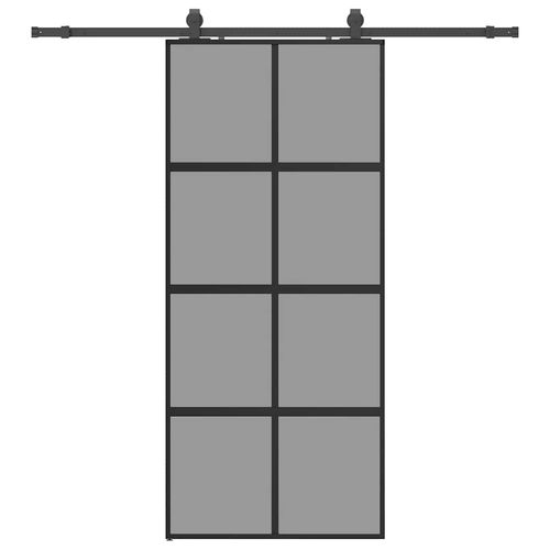 Drzwi przesuwne z zestawem okuć czarne 90x205cm szkło hartowane na Arena.pl