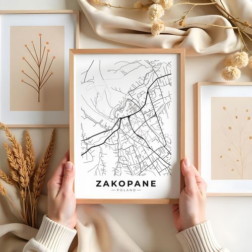 Plakat plan miasta mapa Zakopane 50x70 cm na Arena.pl