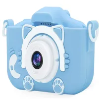 Aparat fotograficzny cyfrowy dla dzieci z grami wzór niebieski kotek