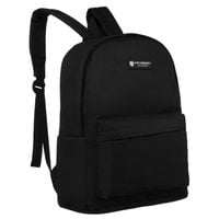 sportowy, pojemny plecak w czarnym kolorze z zewnętrznymi kieszonkami