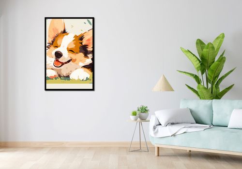 Plakat 68x101cm Beztroski Corgi na Arena.pl