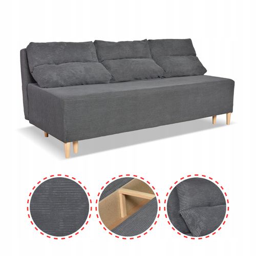 Kanapa sofa KIMO funkcja spania pojemnik Anafi c szara sztruks na Arena.pl