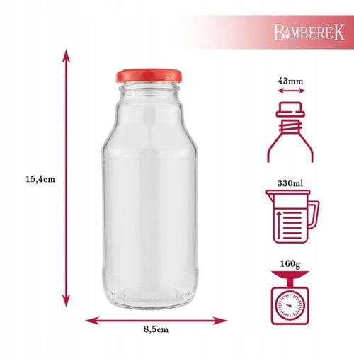 10x BUTELKA NA SOK KUBUŚ SOCZEK 330ml + ZAKRĘTKA BUTELKI SZKLANE NA SYROP na Arena.pl