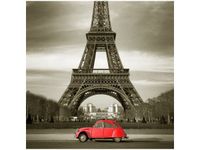 50X50CM OBRAZ CZERWONY CITROEN 2CV WIEŻĄ EIFFLA DREWNO