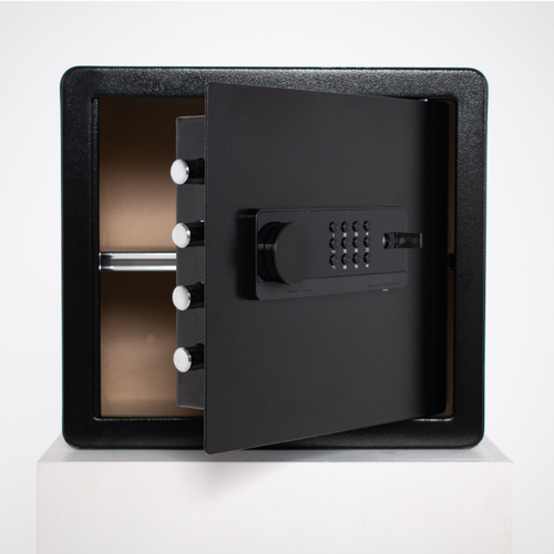 Pancerny Domowy Sejf z Zamkiem Elektronicznym i Kluczem 36x40x30 cm Czarny na Arena.pl