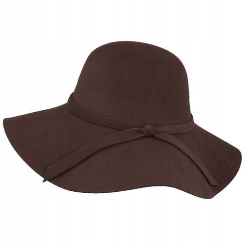 KAPELUSZ DAMSKI FILCOWY Z DUŻYM RONDEM BRĄZ BOHO brązowy na Arena.pl