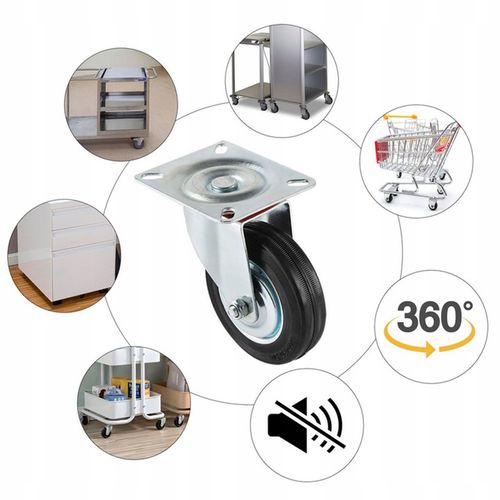 KÓŁKA OBROTOWE 75mm 200kg KOŁA METALOWO GUMOWE ZESTAW JEZDNY WÓZKÓW na Arena.pl