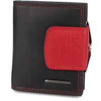 portfel damski double mini - czarno-ciemnoczerwony