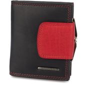 portfel damski double mini - czarno-ciemnoczerwony