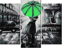 90CM 70 ZEGAR 3 ELEM ZAKOCHANI ZIELEŃ SCIENNY DRUK