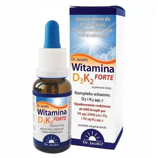 Dr Jacobs Witamina D3 + K2 Forte 20 ml D3 K2 MK-7 kompleks zdjęcie 2