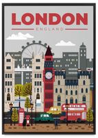 Plakat Londyn ilustracja 61x91 cm w czarnej ramie