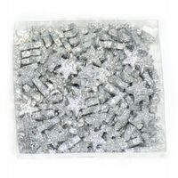 Gwiazdki brokatowe MINI srebrne zestaw 144 dekor