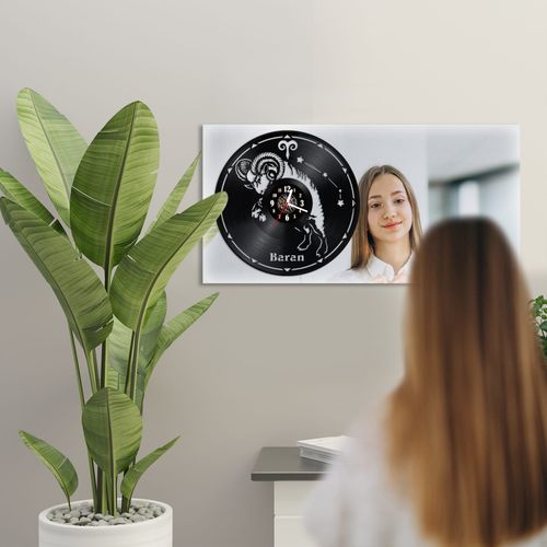 Zegar Ścienny z płyty winylowej na lustrze ZNAKI ZODIAKU 12 wzorów 59x29cm na Arena.pl