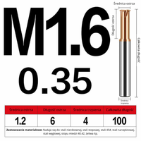 Frez do gwintowania jednoostrzowy Rozmiar: M1.6x0.35x100L -TiSiN