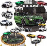 ZESTAW OPŁATEK NA TORT 20CM + TOPPERY PAPIEROWE - MERCEDES 15CM 18CM