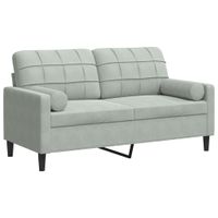 2-osobowa sofa z poduszkami, jasnoszara, 140 cm, aksamit
