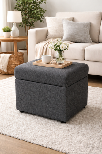 Pufa kwadratowa z pojemnikiem salon sypialnia 38x38x42 ciemny szary OTTO na Arena.pl
