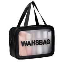 Duża wodoodporna Kosmetyczka przezroczysta torebka  E25_Czarny