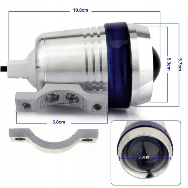 2xHalogen motocyklowy U3 srebrny z ringiem blue+wł zdjęcie 6