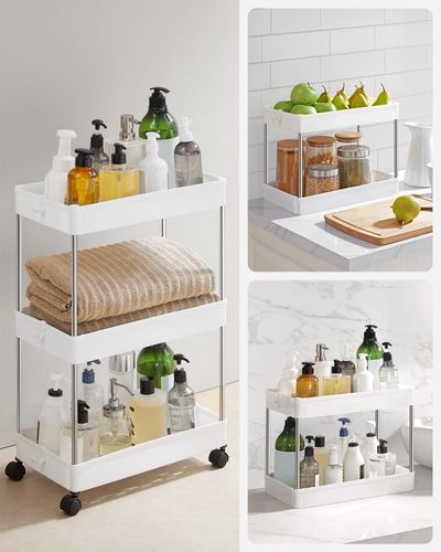 Szafka na kółkach biała organizer 3 półki regał mobilny 42x61 cm na Arena.pl