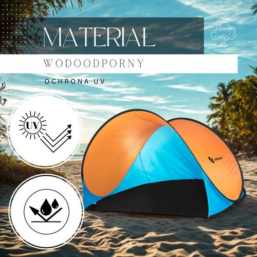 Namiot plażowy samorozkładający Pop-up niebiesko pomarańczowy Springos na Arena.pl